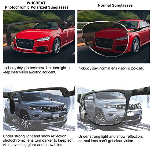 WHCREAT Gafas De Sol Polarizadas Fotocromáticas Para Hombre Para Conducir Deporte Al Aire Libre con Bastidor AL-MG Ultraligero - Metálico Gris Marco Gris Lente