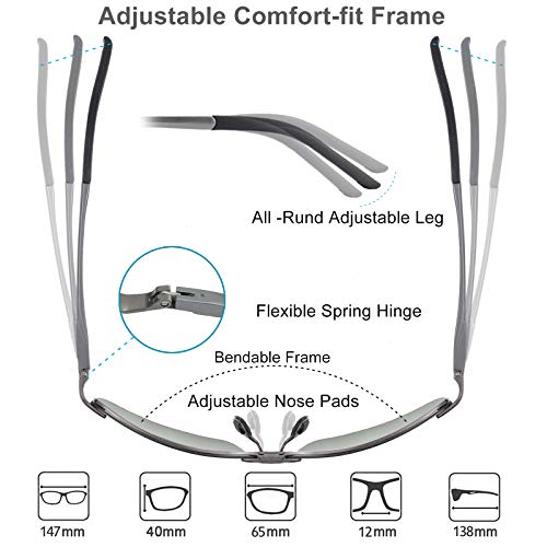 WHCREAT Gafas De Sol Polarizadas Fotocromáticas Para Hombre Para Conducir Deporte Al Aire Libre con Bastidor AL-MG Ultraligero - Metálico Gris Marco Gris Lente