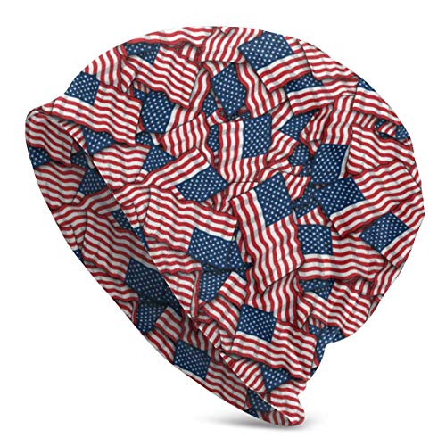 Whecom Patriótico American Flag USA Lover Mujeres Hombres Gorro Casual Hip-Hop Skullcap Gran Baggy Knit Hat Teens Regalos