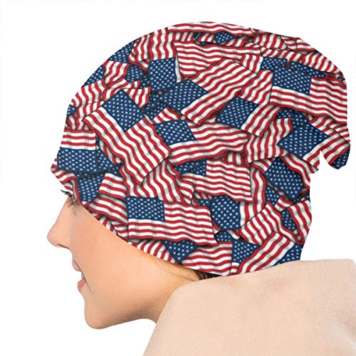 Whecom Patriótico American Flag USA Lover Mujeres Hombres Gorro Casual Hip-Hop Skullcap Gran Baggy Knit Hat Teens Regalos