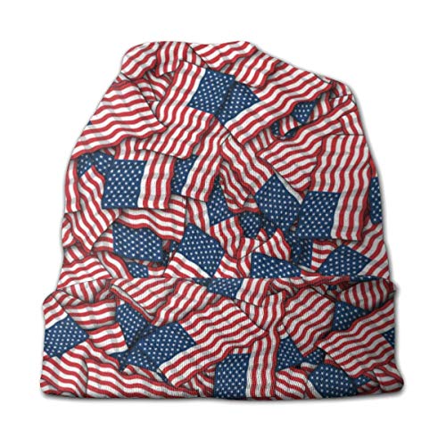 Whecom Patriótico American Flag USA Lover Mujeres Hombres Gorro Casual Hip-Hop Skullcap Gran Baggy Knit Hat Teens Regalos