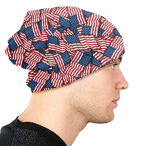 Whecom Patriótico American Flag USA Lover Mujeres Hombres Gorro Casual Hip-Hop Skullcap Gran Baggy Knit Hat Teens Regalos