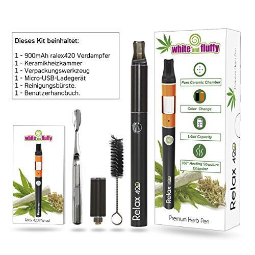 White and Fluffy® vaporizador • Test: 1,6 (bien) • Evaporador Relax 420 Dry Herb seco difusor de fragancia hierbas Evaporador • Super Vape para Weed y hierba