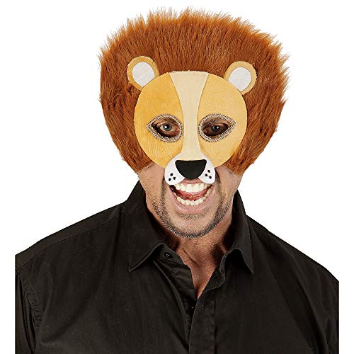 WIDMANN Media máscara de peluche de león para adulto