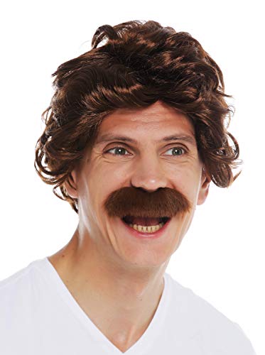 WIG ME UP- 7090-FR33A Peluca Carnaval Halloween Hombres Bigote los años 70 Retro policía Abuelo Casta Rojizo