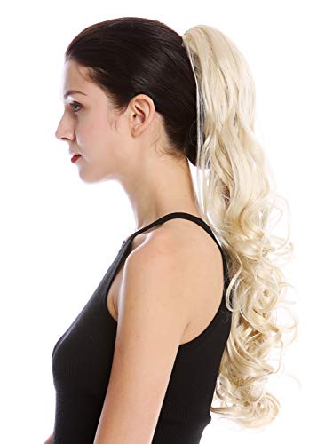 WIG ME UP- DM44-V-88 extensión de pelo coleta larga rizos look mojado pelo teñido color rubio brillante 55 cm