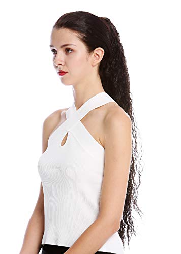 WIG ME UP - N857-V-3 extensión de pelo coleta más larga voluminosa rizada rizos crespos afro kinks color castaño oscuro 75 cm