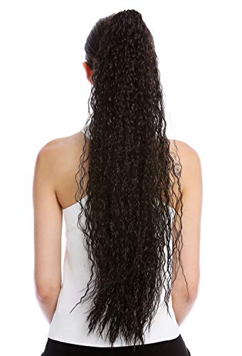 WIG ME UP - N857-V-3 extensión de pelo coleta más larga voluminosa rizada rizos crespos afro kinks color castaño oscuro 75 cm