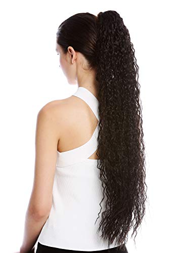 WIG ME UP - N857-V-3 extensión de pelo coleta más larga voluminosa rizada rizos crespos afro kinks color castaño oscuro 75 cm