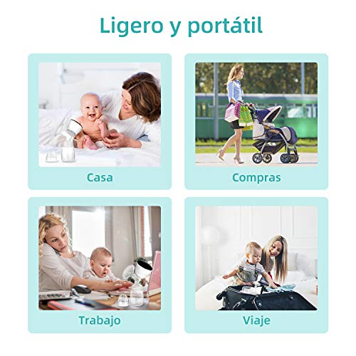 WilBee Sacaleches Eléctrico, Extractor de Leche Materna Portátil y Recargable con 3 Modos y 9 Niveles de Succión de Leche Materna, Pantalla LCD de Táctil Sensible, Sin BPA