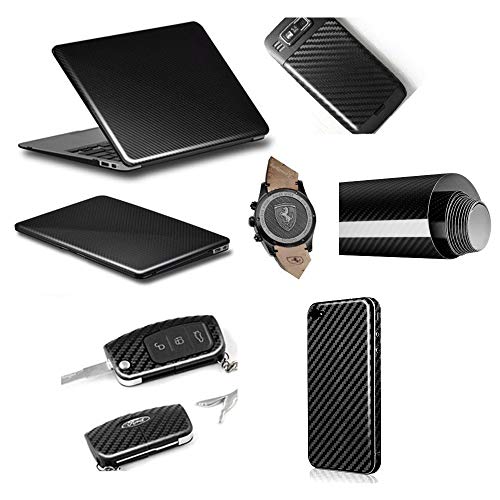 Wilktop Lámina de 5D Carbono, Lámina de Coche de Vinilo Adhesivo Acabado Alta Brillante Fibra de Carbono 5D Automóvil de Lámina de Coche de 0.16mm (152 x 50cm) Negro