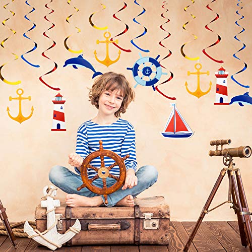 WILLBOND 20 Remolinos Colgante Náutico Decoraciones de Fiesta Temáticas de Marinero Náutico de Colgando de Ancla de Crucero para Suministros de Fiesta Despedida de Soltera Cumpleaños Baby Shower