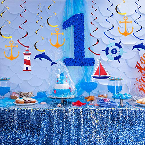 WILLBOND 20 Remolinos Colgante Náutico Decoraciones de Fiesta Temáticas de Marinero Náutico de Colgando de Ancla de Crucero para Suministros de Fiesta Despedida de Soltera Cumpleaños Baby Shower