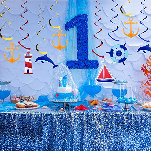 WILLBOND 20 Remolinos Colgante Náutico Decoraciones de Fiesta Temáticas de Marinero Náutico de Colgando de Ancla de Crucero para Suministros de Fiesta Despedida de Soltera Cumpleaños Baby Shower