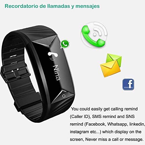 Willful Pulsera Actividad con Pulsómetro, Pulsera Inteligente para Deporte, Reloj Inteligente Impermeable IP67,Pulsómetro,Notificación de Mensajes, Monitor de Sueño, para Hombres Mujeres