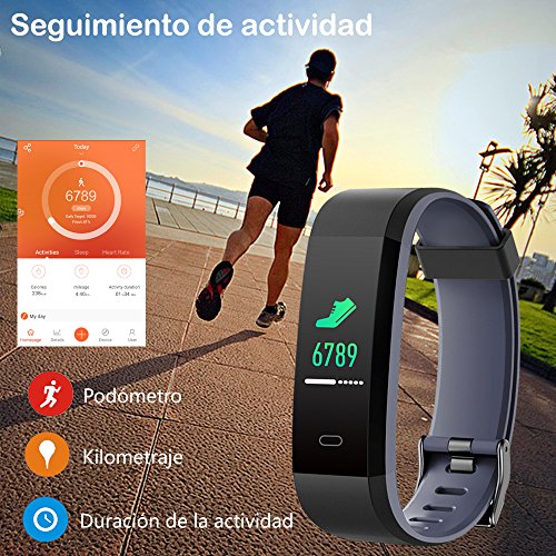Willful Pulsera Actividad, Pulsera Actividad Inteligente Pantalla Color Reloj con Pulsómetro Impermeable IP68 Podómetro Pulsera Deportiva Reloj para Xiaomi Samsung Huawei Android iPhone iOS Teléfono