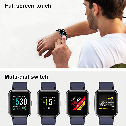 Willful Smartwatch Impermeable Reloj Inteligente con Pulsómetro, Pulsera Inteligente para Deporte con Cronómetro, Podómetro. Smartwatch Hombre Mujer para Android iOS Xiaomi Huawei iPhone(Azul)