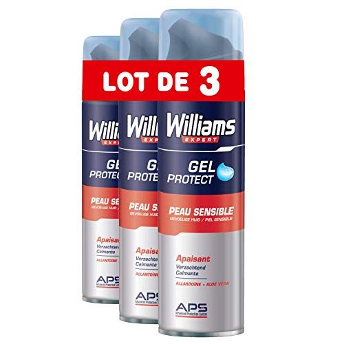 Williams Expert Gel Afeitar Piel Sensible - 3 Paquetes x 200 ml - Total: 600 ml