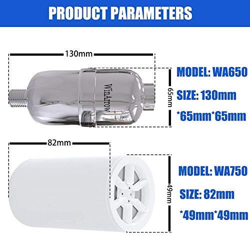 WinArrow- Ducha Filtro Reemplazable, 8 Etapas Universal 1/2'' Eliminar el Cloro Alto Rendimiento Delgado Filtro de Ducha Deje Cabello y Piel Sana