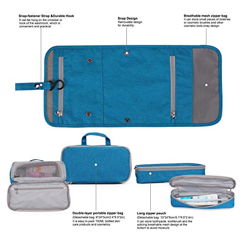 Wind Took Neceser de Viaje para Colgar Neceser Maquillaje Grande Bolsas de Aseo Cosméticos Organizador Accesorios de Baño Plegable Neceser Viajes Vacaciones Viajes de Negocios