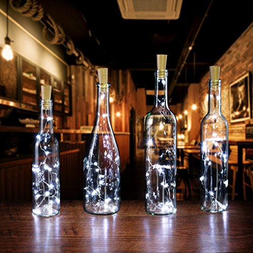 Wine Bottle Lights with Cork,6.6ft 20 LEDs Cork Lights for Bottle 6 Pack,Copper Wire Bottle Lights for DIY, Party, Decor, Christmas, Halloween,Wedding(Cool White)