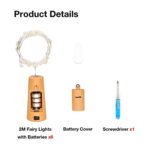 Wine Bottle Lights with Cork,6.6ft 20 LEDs Cork Lights for Bottle 6 Pack,Copper Wire Bottle Lights for DIY, Party, Decor, Christmas, Halloween,Wedding(Cool White)