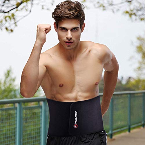 WIN.MAX Faja Reductora,Faja Adelgazante Mujer y Hombre,Faja para Gimnasio de Neopreno, Cinturón Lumbar Abdominal para Sudar y Hacer Deporte,Fitness y Proteger los lumbare (Negro, M)