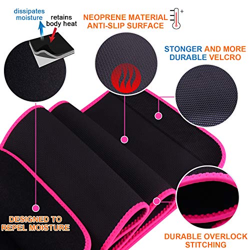 WIN.MAX Faja Reductora,Faja Adelgazante Mujer y Hombre,Faja para Gimnasio de Neopreno, Cinturón Lumbar Abdominal para Sudar y Hacer Deporte,Fitness y Proteger los lumbares (Rosado, L)