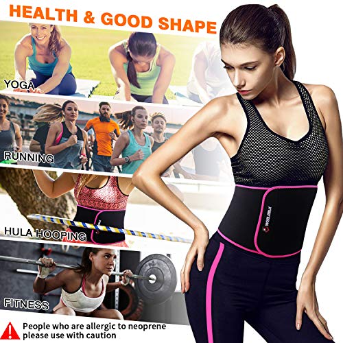 WIN.MAX Faja Reductora,Faja Adelgazante Mujer y Hombre,Faja para Gimnasio de Neopreno, Cinturón Lumbar Abdominal para Sudar y Hacer Deporte,Fitness y Proteger los lumbares (Rosado, L)