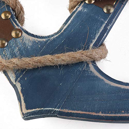 WINOMO Estilo mediterráneo Ancla náutica Azul Colgando de la Pared decoración de la Madera (Azul)