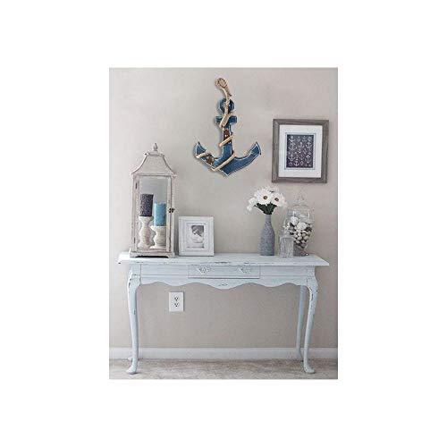WINOMO Estilo mediterráneo Ancla náutica Azul Colgando de la Pared decoración de la Madera (Azul)