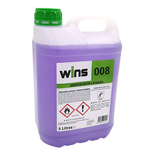 Wins Ambientador Profesional + Botella con pulverizador, garrafa de 5 litros. Aroma a Lavanda