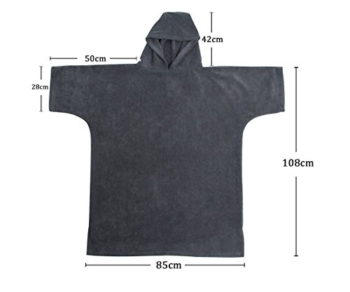 Winthome Poncho Toalla Traje de la Playa Poncho Surf ,Treje de Playa (grey, 108cm)