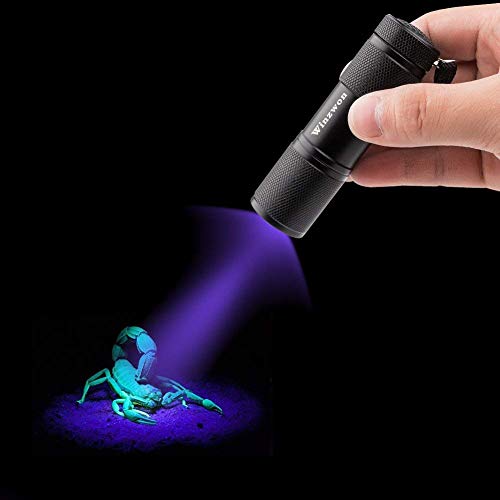 Winzwon 4 Pack Led Ultravioleta Linterna UV flashlight 9 LED Ultravioleta Detectar manchas de orina de mascotas, Luz negra(12 pilas AAA incluidas)