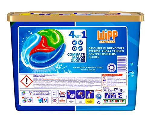Wipp Express Detergente Antiolores en Cápsulas 50 Discos - Pack de 3, Total: 150D