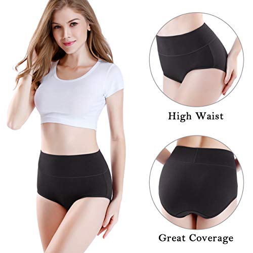 Wirarpa Bragas Culotte Algodón Para Mujer Braguitas Completo Talle Alto Calzoncillos Suave Ropa Interior Pack de 4 Talla M