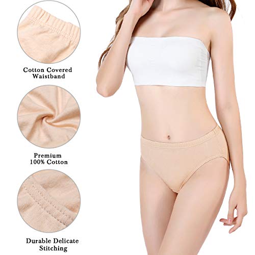 wirarpa Bragas Mujer 4 Pack 100% Algodón Calzoncillos Braguitas Beige Talla 50 52