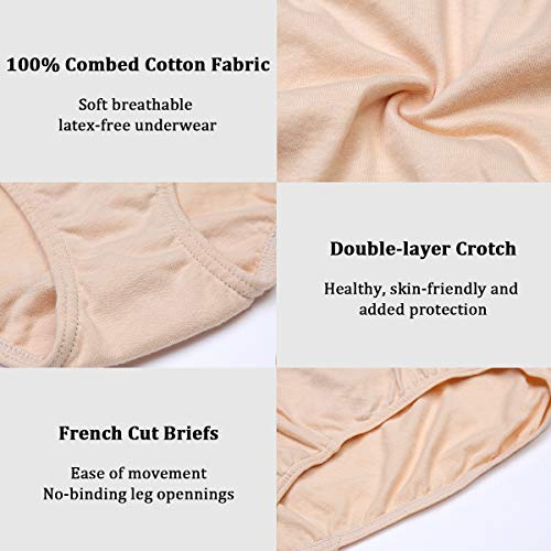 wirarpa Bragas Mujer 4 Pack 100% Algodón Calzoncillos Braguitas Beige Talla 50 52