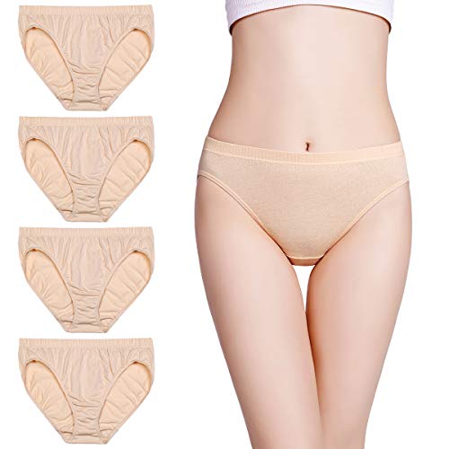 wirarpa Bragas Mujer 4 Pack 100% Algodón Calzoncillos Braguitas Beige Talla 50 52