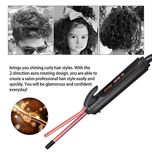 Wirhaut rizador de pelo, de 9 mm de pelo Curling Wand, temperatura 120-220 ℃ ajustable, 10s rápida Calefacción, rizador de pelo profesional con pantalla LED