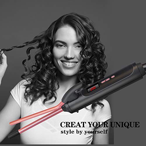 Wirhaut rizador de pelo, de 9 mm de pelo Curling Wand, temperatura 120-220 ℃ ajustable, 10s rápida Calefacción, rizador de pelo profesional con pantalla LED