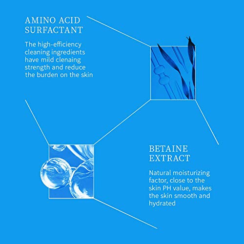 WIS Limpiador facial espumoso hidratante con aminoácidos, suave lavado de cara exfoliante diario para pieles grasas y sensibles, espuma suave que elimina la suciedad aceite maquillaje 5.28fl.oz