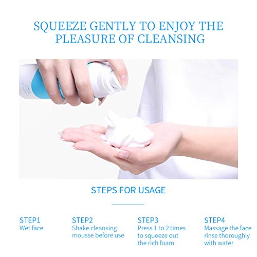 WIS Limpiador facial espumoso hidratante con aminoácidos, suave lavado de cara exfoliante diario para pieles grasas y sensibles, espuma suave que elimina la suciedad aceite maquillaje 5.28fl.oz