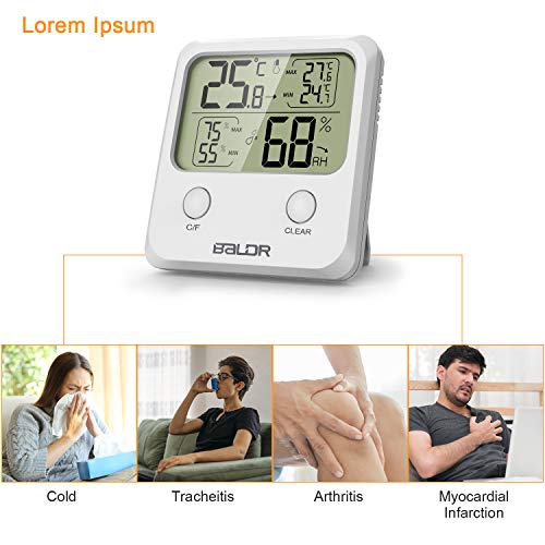 WisFox Termómetro Higrómetro Digital, Higrómetro Digital de Temperatura Interior con Monitor de Pantalla más Grande Temperatura y Humedad para el Hogar y la Oficina(Batería Incluida)