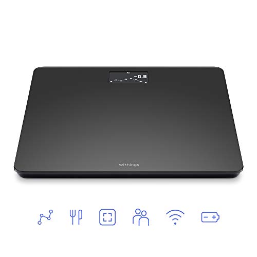 Withings Body Báscula inteligente con conexión Wi-Fi y seguimiento del IMC, báscula digital de baño con sincronización con la aplicación móvil por Bluetooth o Wi-Fi