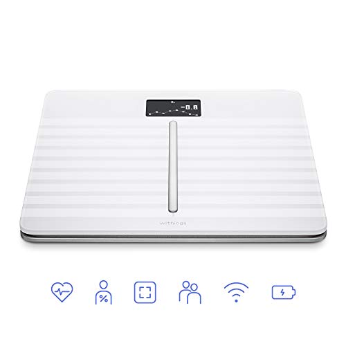 Withings Body Cardio Báscula inteligente con conexión Wi-Fi, composición corporal, frecuencia cardíaca, IMC, masa muscular, grasa y porcentaje de agua corporal, aplicación móvil por Bluetooth o Wi-Fi