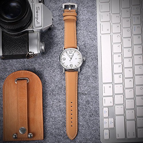 WLG Reloj de hombre de moda, reloj de estudiante, reloj de cuarzo, gabardina Living Living redonda, esfera de aleación de movimiento de cuarzo, reloj de moda, relojes de cuarzo con banda de cuero, oc