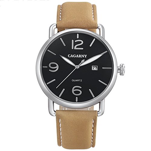 WLG Reloj de hombre de moda, reloj de estudiante, reloj de cuarzo, gabardina Living Living redonda, esfera de aleación de movimiento de cuarzo, reloj de moda, relojes de cuarzo con banda de cuero, oc