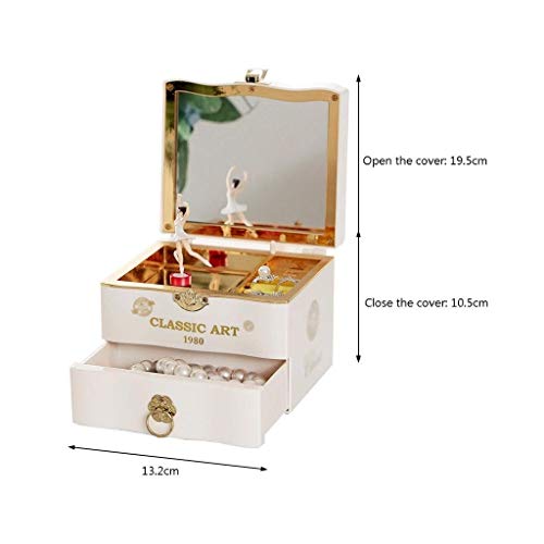 WLGQ Joyero de Almacenamiento clásico y Elegante Caja de música de Danza giratoria Creativa (Color: Blanco)