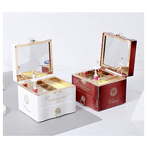 WLGQ Joyero de Almacenamiento clásico y Elegante Caja de música de Danza giratoria Creativa (Color: Blanco)